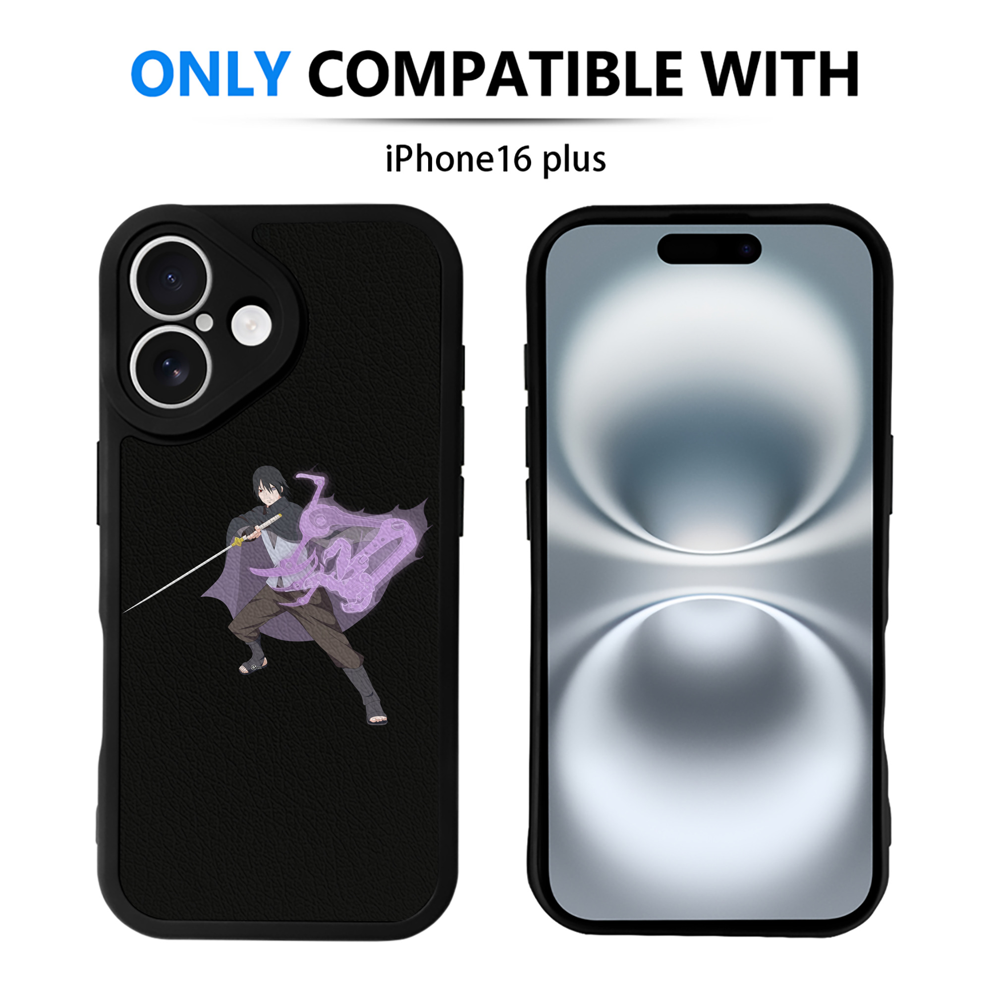 （画像用） NARUTO -ナルト- うちは サスケ Uchiha Sasuke 【iPhone 16シリーズ対応】シリコンスマホケース（レザー調） 材質：シリコン